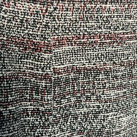 VINTAGE bodycon mini skirt stretchy boucle black red white tweed size L - Picture 4 of 7